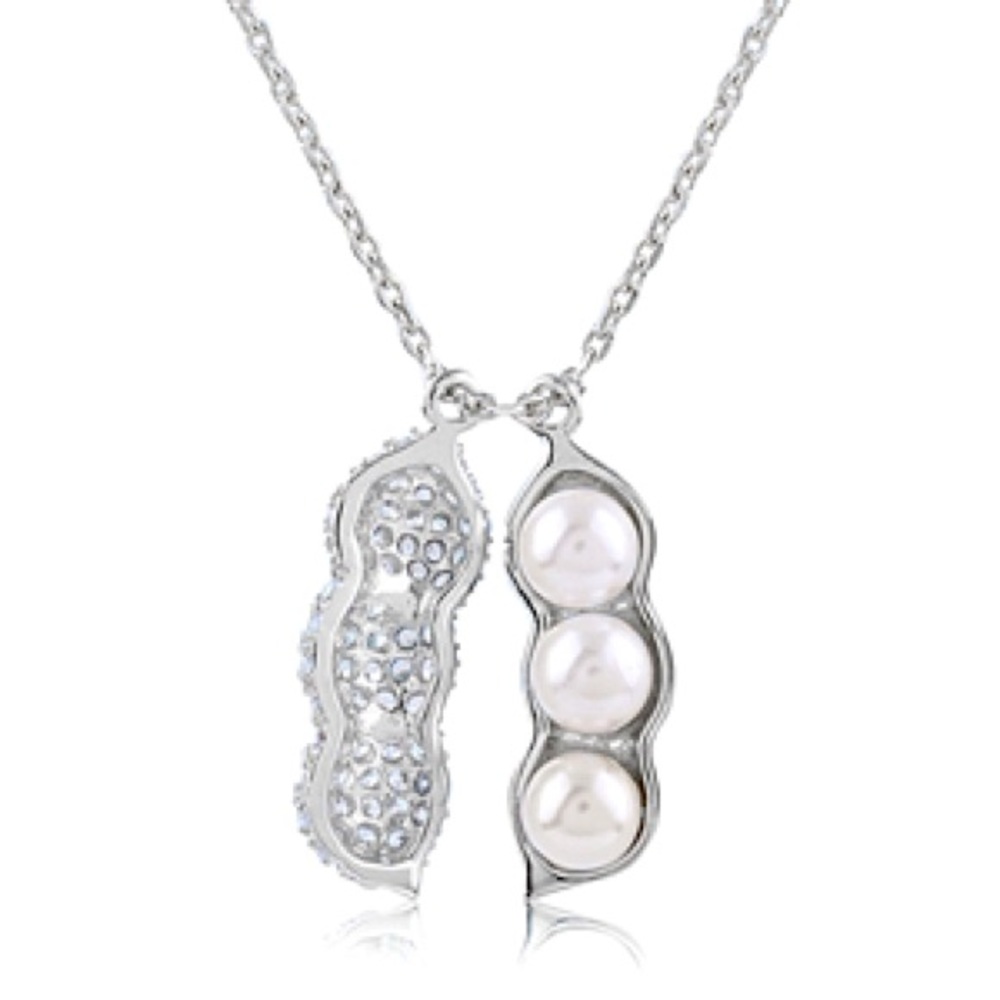 Silver Three Peas In a Pod Neck With Faux Pearl